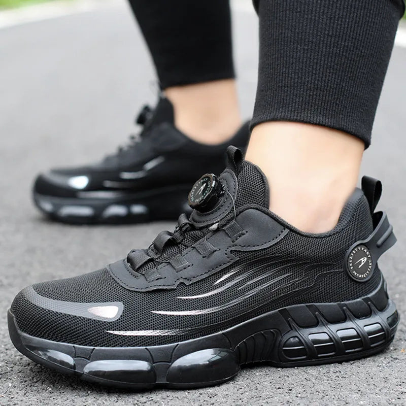 Men Ankle Work Safety Shoes Synthetic Upper Rubber Outsole Anti-Slip Wide Toe Box Anti-impact and Anti-piercing Shoes Men
