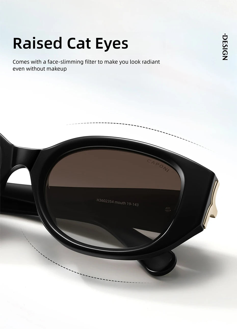 CAPONI New Polarized Women Sunglasses Fshion Luxury Acetate Outdoor Original Design Eyewear UV400 Protection Brown Shade CP36023