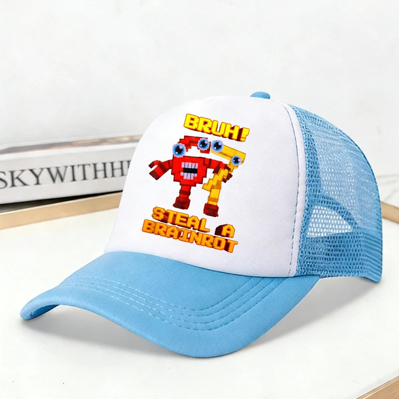 Steal A Brainrot Mesh Baseball Caps Cartoon 67 Six Seven Adult Kids Sports Hats Boys Girls Summer Outdoor Sunshade Peaked Caps