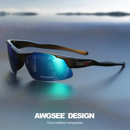 Men's Semi-Rim Polarized Sports Glasses - Matte Durable Frame & HD Coated Lenses for Golf/Fishing/Travel/Daily Use