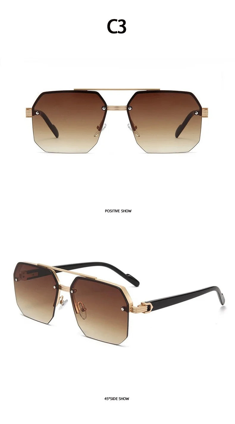 2026New Man Woman Sun Glasses Fashion Versatile UV400 Sunglasses High Quality Half-Frame Shades Unisex Double Beam Design Sunnie