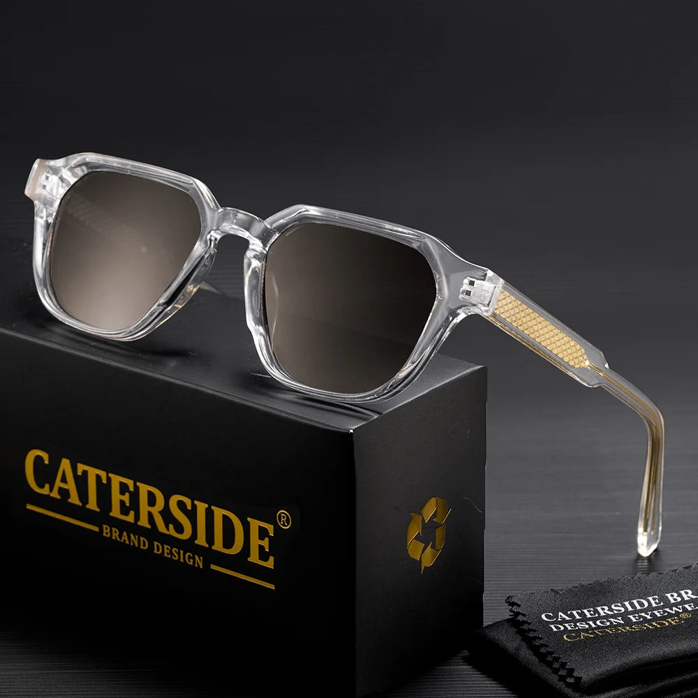 CATERSIDE New Fashion Men's Sunglasses CP Pin Square Frame Eyeglass Women's Outdoor Cycling Fishing Sports Retro Glasses UV400