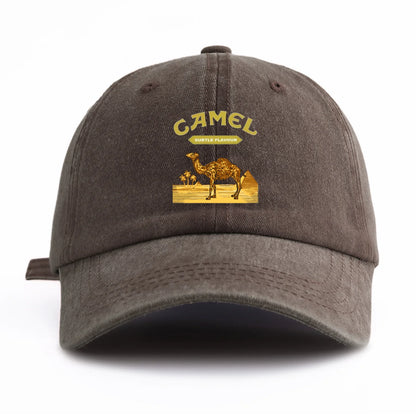 1pc Camel Print Washed Baseball Cap for Adults,  Minimalist Retro Style Casual Soft Adjustable Dad Hat, Perfect As Gift