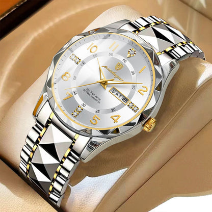 POEDAGAR Fashion Luxury férfi karóra, vízálló, világító, kvarc, rozsdamentes acél karkötő, dátum és hétnap kijelzés, laza stílus.