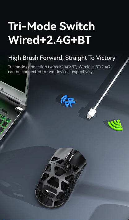 ATTACK SHARK R3 -pelihiiri, magnesiumseoksesta valmistettu hunajakennorakenne, ultrakevyt 8K Hz, PAW3395-sensori, 26000 DPI, ergonominen kuori