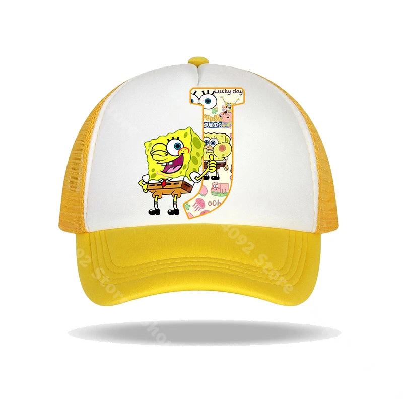 SpongeBob SquarePants basebollkeps för barn och vuxna med bokstavstryck, solhattar, anime, tecknad film, justerbara kepsar med skärm, sommarhattar, vardagshattar, ny