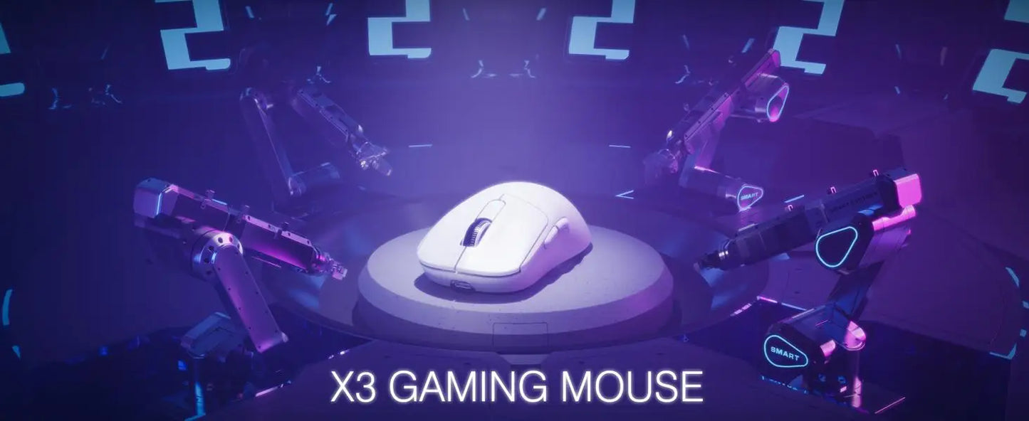 ATTACK SHARK X3 lätt trådlös gamingmus, 49g Tri-Mode, PAW3395 26K DPI-sensor, 200h batteritid, 5 programmerbara knappar