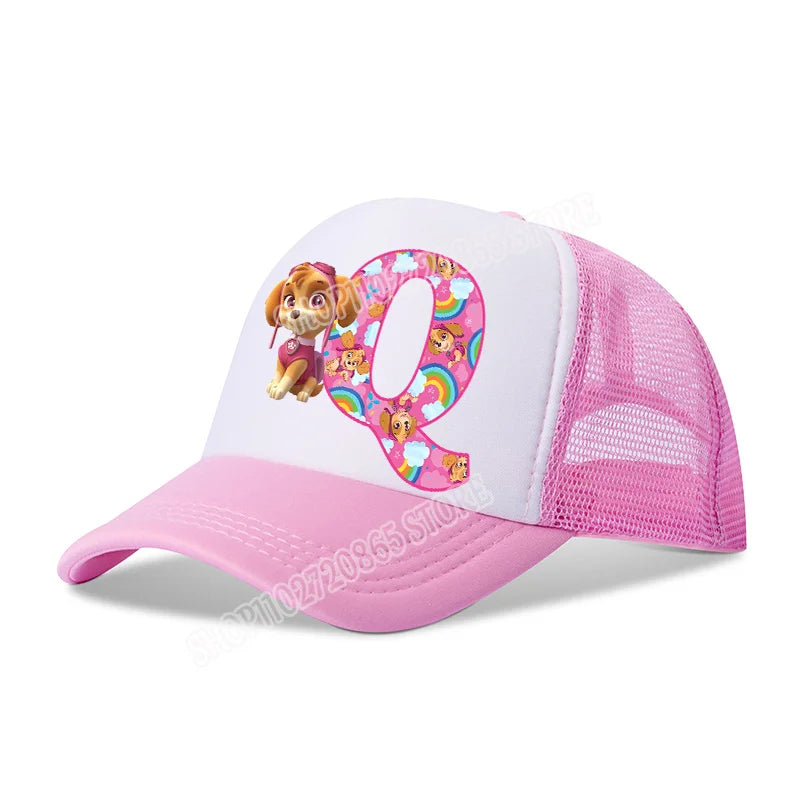 Paw Patrols Baseball Cap Skye Cartoon Anime A-Z Letters Printed Girls Headwear Summer Athleisure Adjustable Fashion Hats Gift