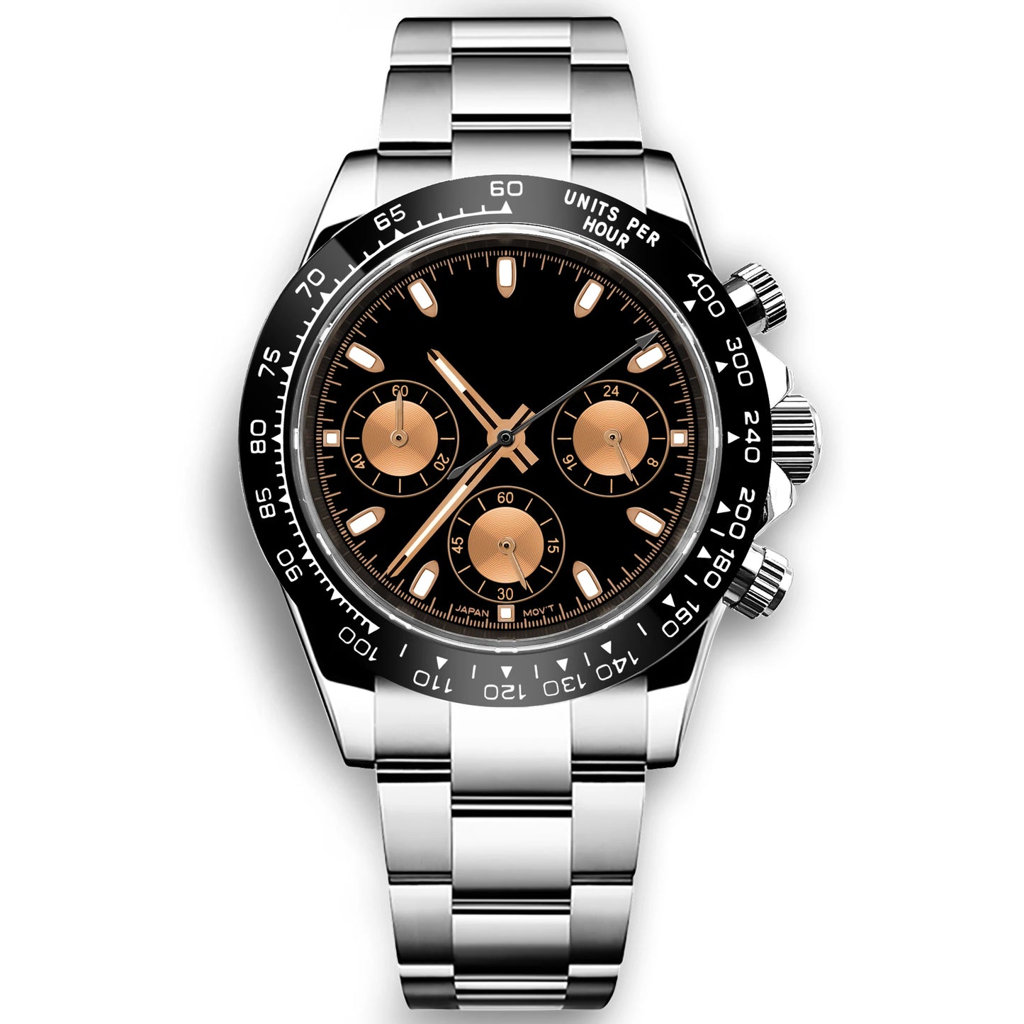 Custom Logo Panda Dial Daytona Homage Watch 40mm Stainless Steel Sapphire Ceramic Bezel Quartz Movement  Luxury Men RELOJ