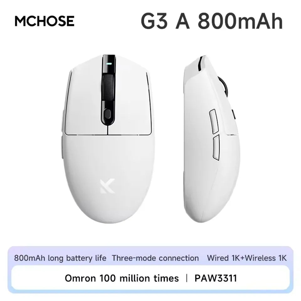 MCHOSE G3 V2 Pro bezdrátová herní myš Tri-Mode Bluetooth 800mAh dobíjecí lehká přizpůsobená ergonomická esports myš