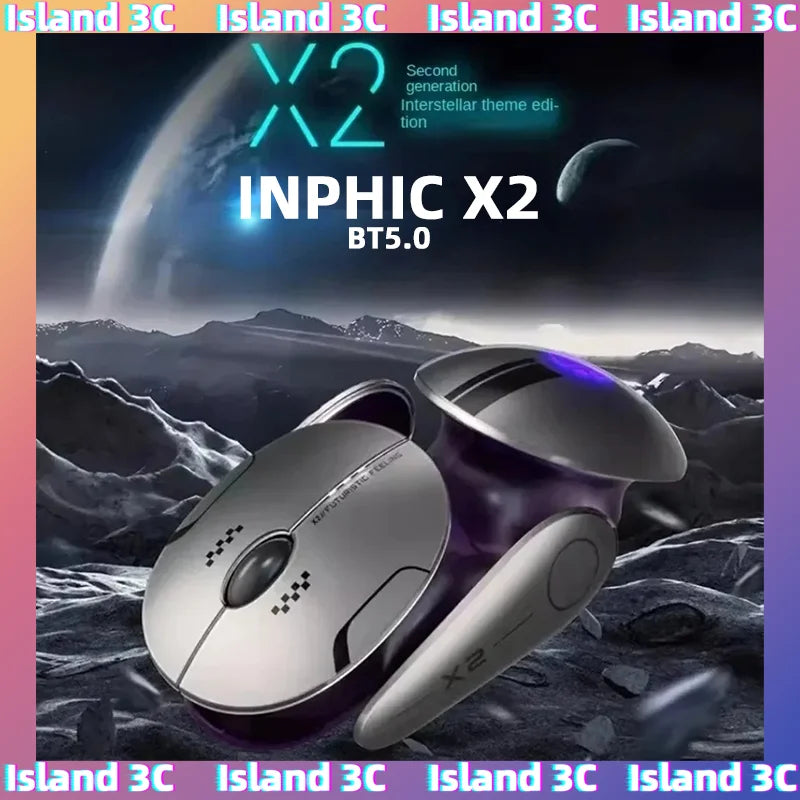 Inphic X2 trostruki način rada metalni Bluetooth bežični miš, tihi, punjivi, s e-sport pozadinskim osvjetljenjem, gaming dodatak za PC i prijenosna računala, poklon