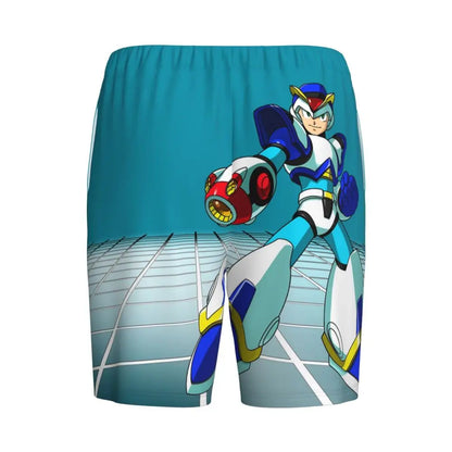 Custom Megaman Video Game Mega Man Short Pajama Pants Men Sleepwear Sleep Lounge Bottom Shorts Sleeping Pants