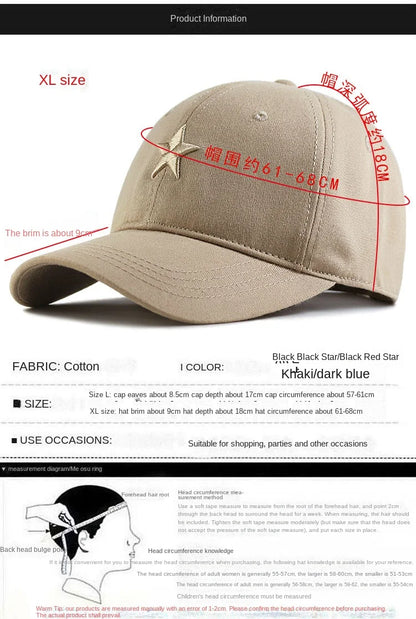 Big Head Plus Size Baseball Cap 100% Cotton Fits Men Women Adjustable Dad Hat Oversize 58-60cm 61-65cm