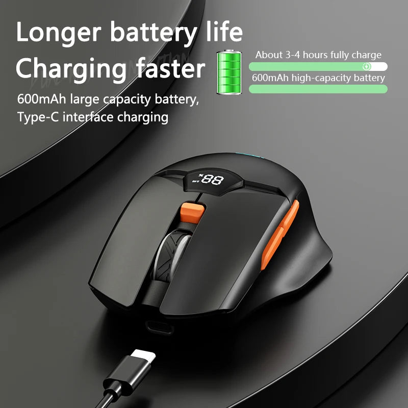 Warvank SX01 langaton pelihiiri älynäytöllä, 6-portainen DPI-säätö, 600mAh ladattava hiljainen Bluetooth-toimistohiiri