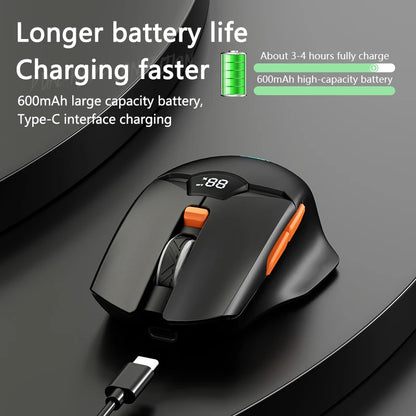 Warvank SX01 langaton pelihiiri älynäytöllä, 6-portainen DPI-säätö, 600mAh ladattava hiljainen Bluetooth-toimistohiiri