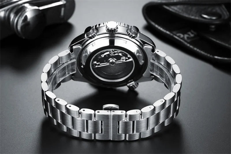 PAULAREIS P Brand Luxury Automatic Watch Men Fashion Calendar Waterproof Luminous Watch Stainless Steel Mechanical Watches Mens