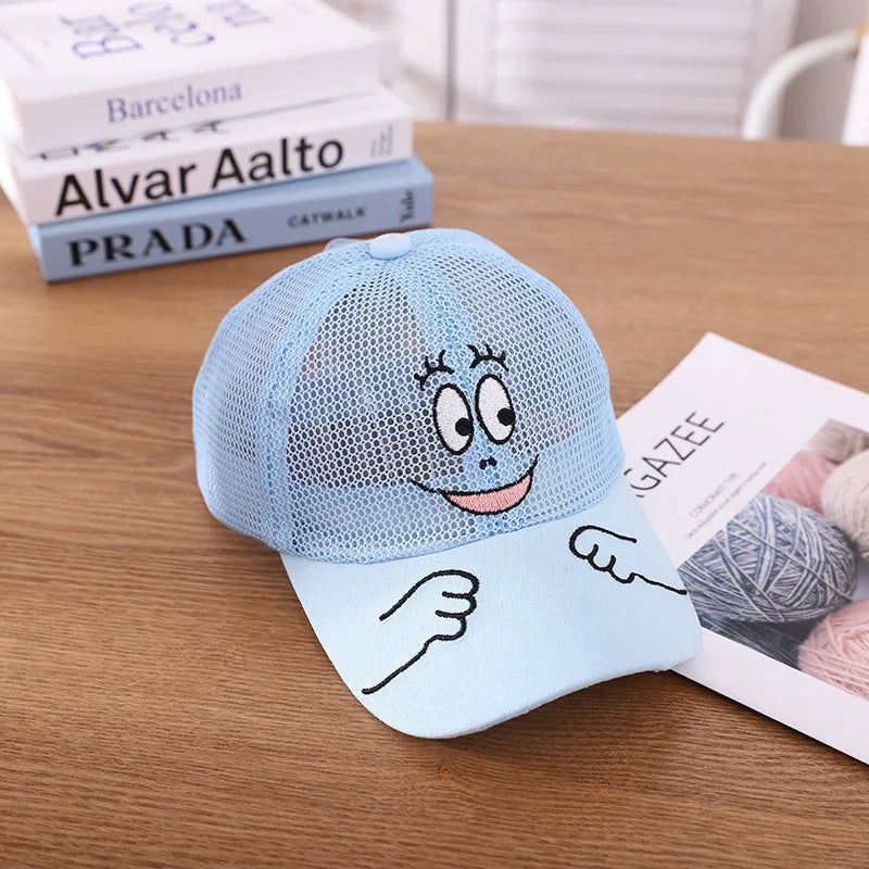 Cool New Boys Girls Kids Children Summer Cute Cap Smiley Face Kawaii Mesh Baseball Cap Popular Hip Hop Sun Hat DropShipping