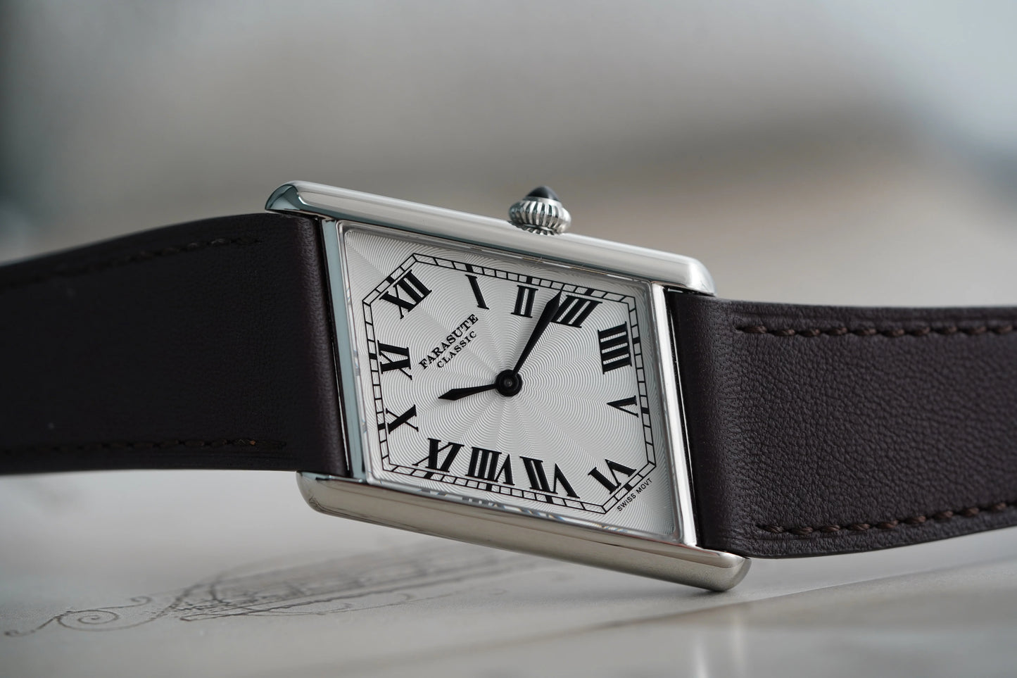 FARASUTE New Unique Square Stainless Steel Quartz Watch Men Casual Sapphire Glass Swiss Movement Waterproof Wristwatches Male