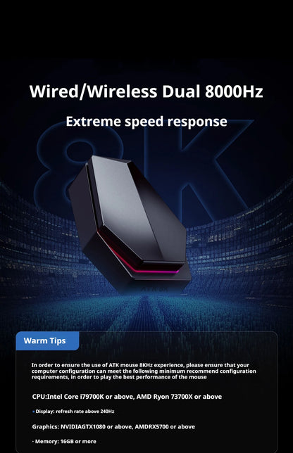 ATK Z1 Pro Max Ultra Wireless -pelihiiri, mukautetut tassut, PAW3950, Ultra Smart Speed Wireless, 8k Polling Rate, 0.39ms matala viive