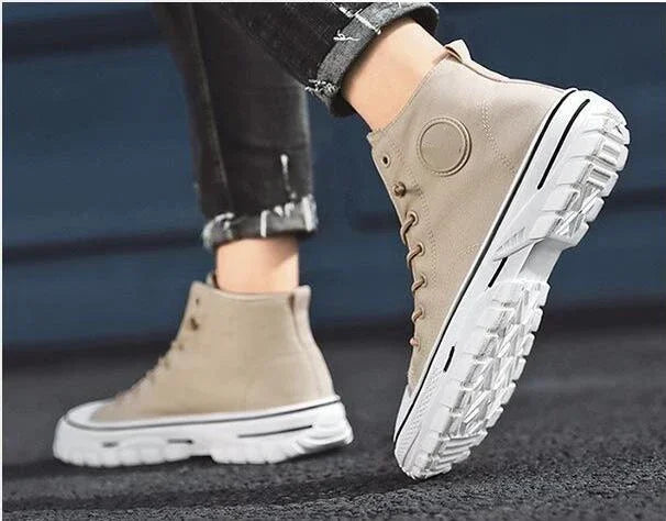 Pantofi din pânză pentru bărbați, pantofi sport casual înalți, respirabili, gri, pentru skateboarding, vulcanizați, adidași confortabili, nou