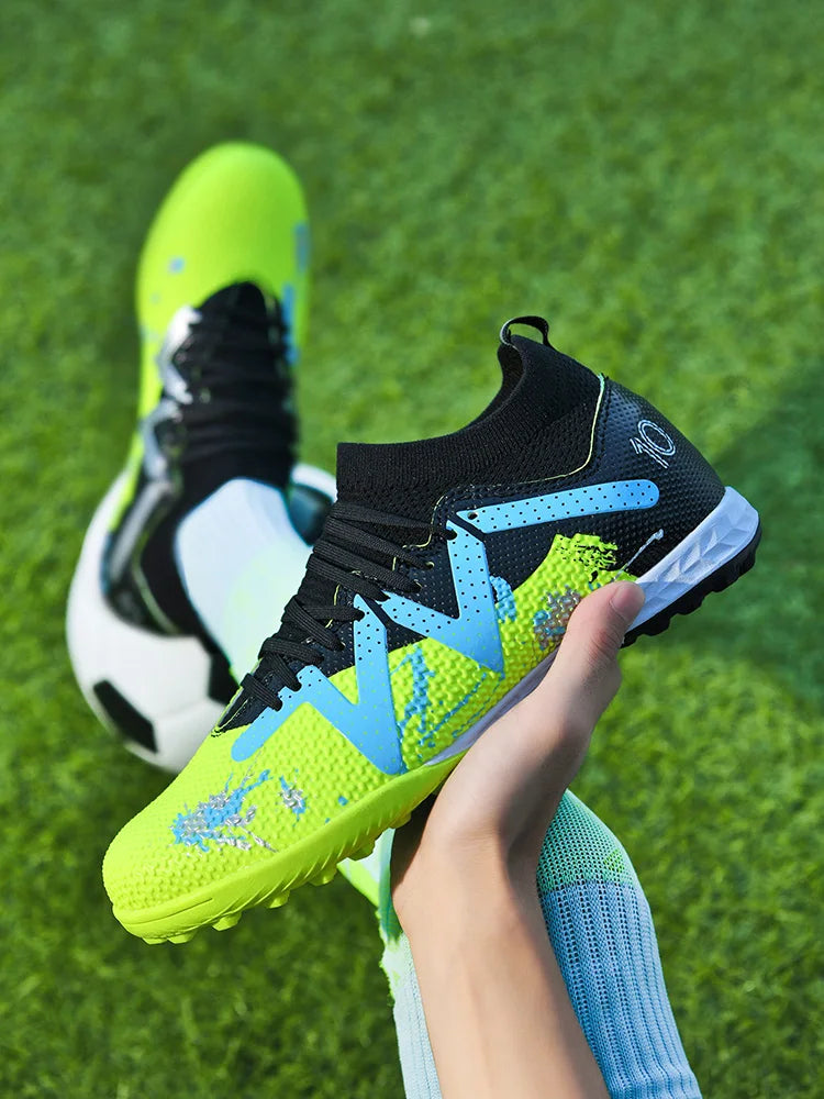 Chaussures de football TF pour adultes toutes saisons, tissu PU mixte, semelle extérieure en caoutchouc résistante à l'usure, forte adhérence pour les sports sur gazon toute l'année