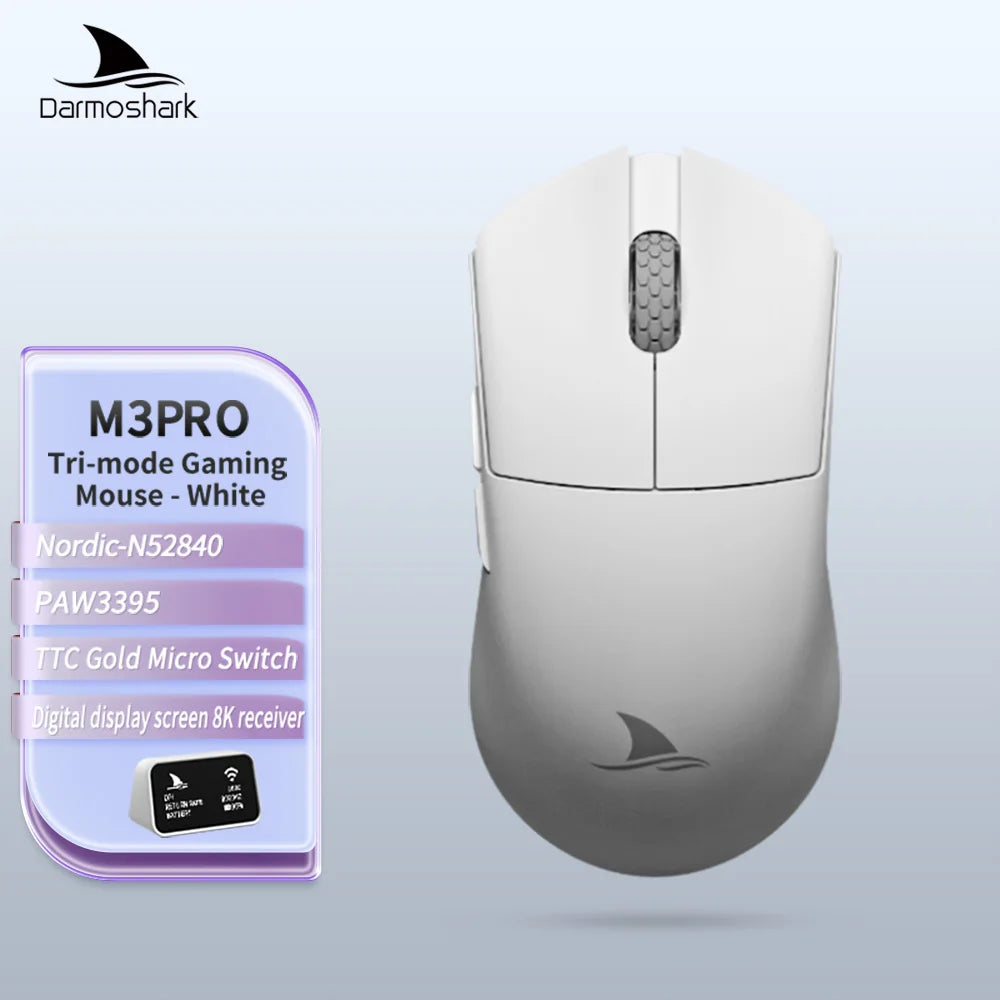 Darmoshark M3Pro -pelihiiri 2.4G BT Wireless Tri-Mode PAW3395 -sensorilla N52840 26000DPI, isokätinen makroajurihiiri pelaamiseen