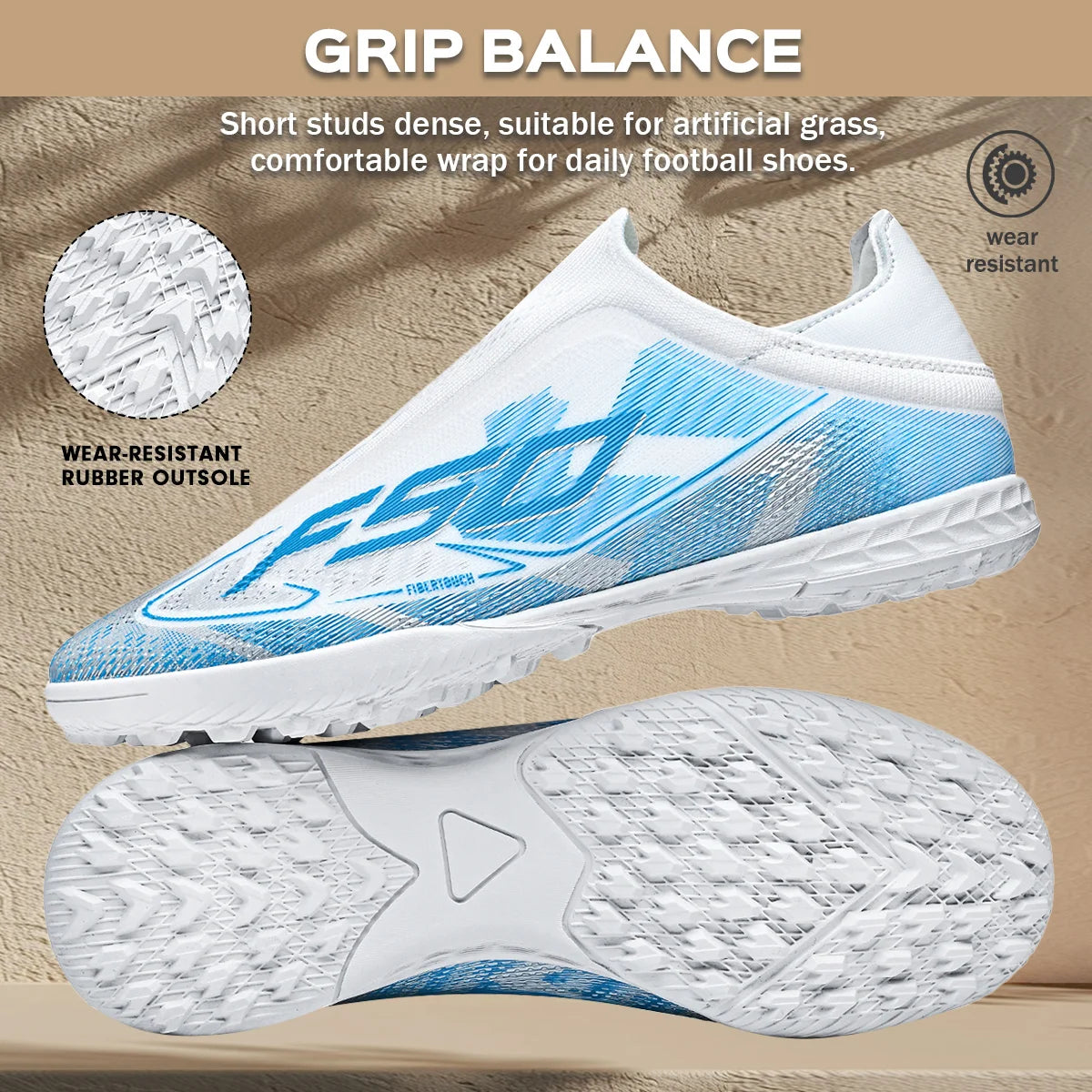Professional Training TF Soccer Shoes for Men Women Kids PU+Fabric Breathable Wear-Resistant Rubber Sole