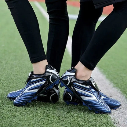 Hommes Football bottes de Football athlétique enfants chaussures de Football nouveau cuir haut mâle crampons formation Football baskets Sport
