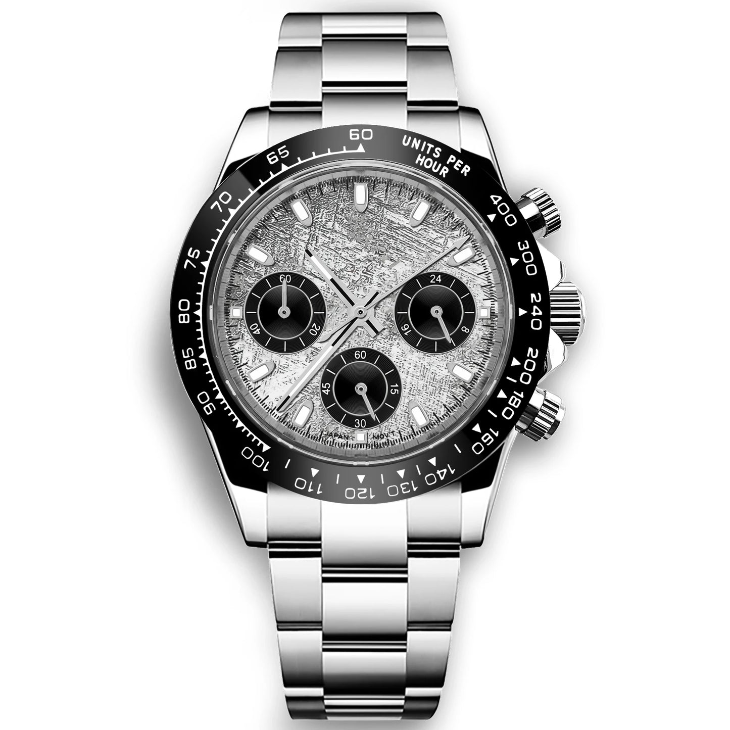 Custom Logo Panda Dial Daytona Homage Watch 40mm Stainless Steel Sapphire Ceramic Bezel Quartz Movement  Luxury Men RELOJ