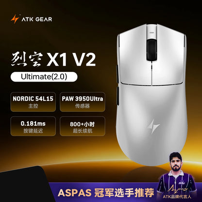ATK Blazing Sky X1 V2 Wireless Gaming Mouse, Dual Mode 8K PAW3950 Ultra Esports Mouse, Ergonomic Rechargeable Wireless Gaming Mouse for Gaming & Office