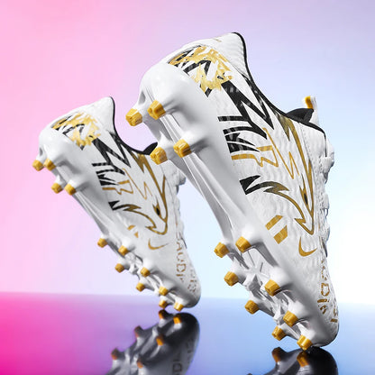 Chaussures de football pour enfants à bouton rotatif, design à double crampon, antichoc, respirantes, pour terrain extérieur et usage quotidien