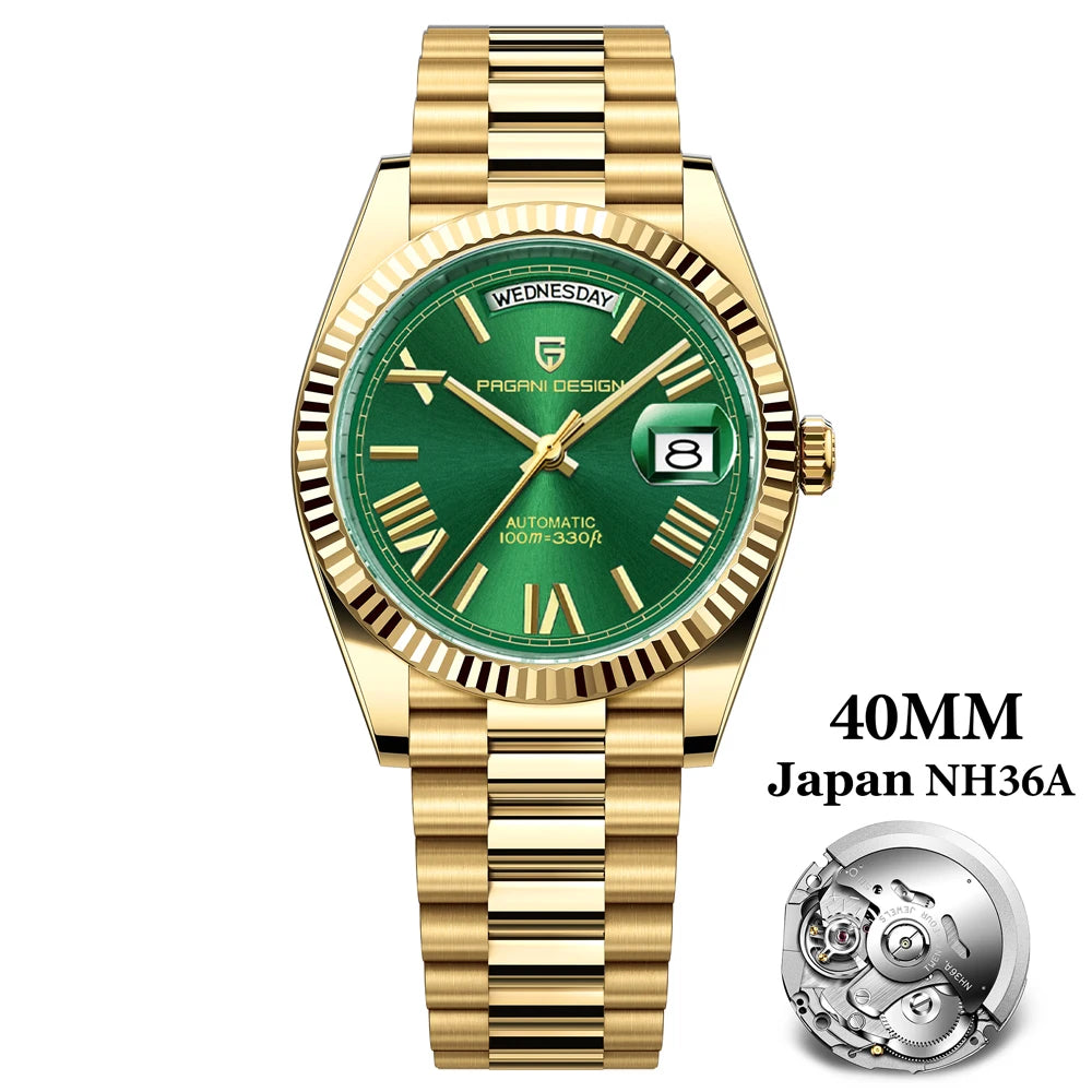 PAGANI DESIGN 2025 New Date Week 40MM Men's Watches Brand Luxury Gold Automatic Watch Men Waterproof Mechanical Wrist watch Men