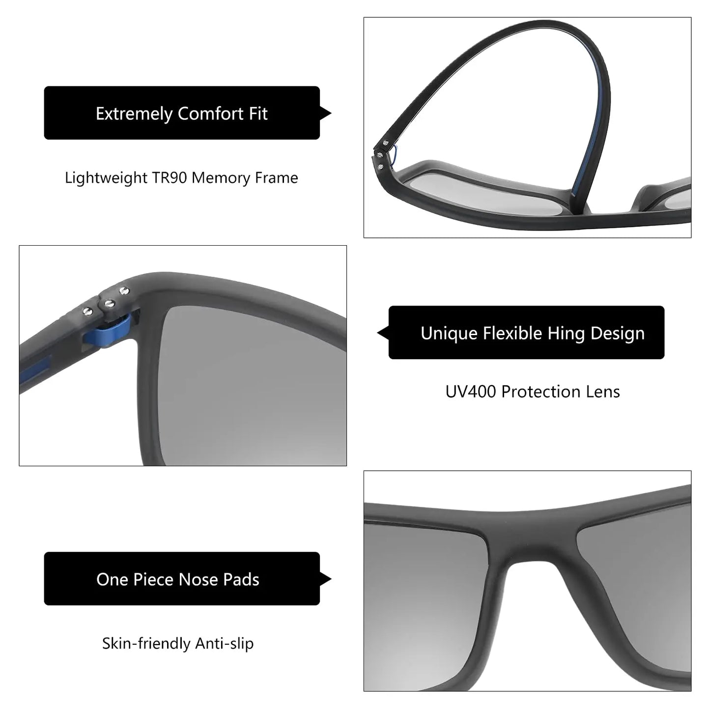 ZENOTTIC Polarized Sunglasses for Men Shades Lightweight TR90 Frame UV400 Protection Square Outdoor Trave Driving Sun Glasses