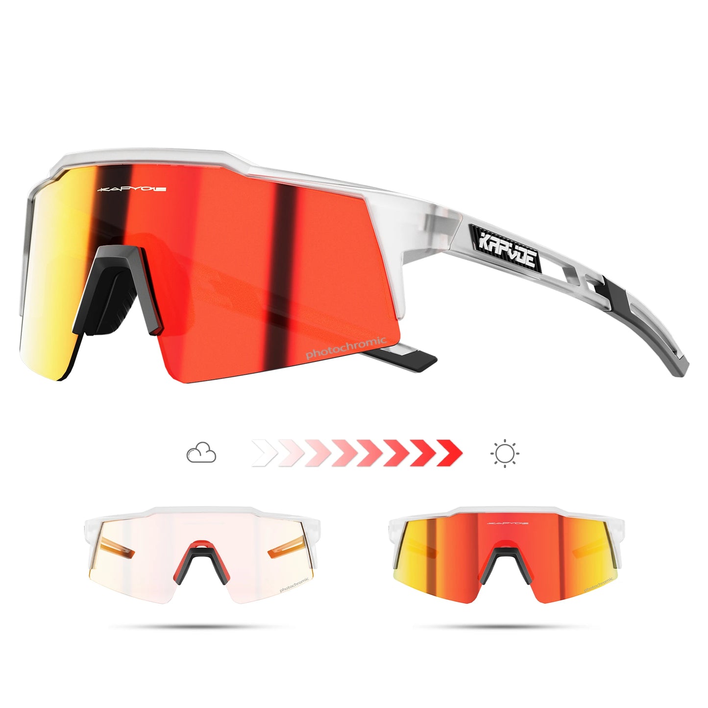 Kapvoe Photochromic Cycling Sunglasses Men Glasses Fashion Mountain Bicycle Outdoor Road Riding Goggles Eyewear Sports MTB Bike