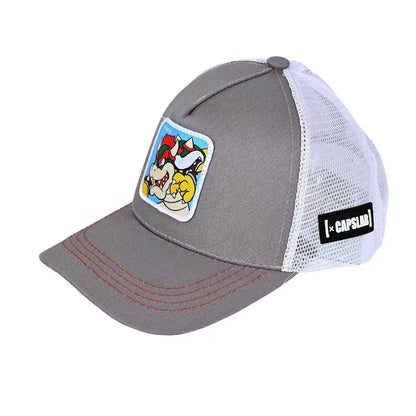 Bandai Super Mario letter embroidered baseball cap for both men and women, sunshade and sun protection duckbill cap cotton