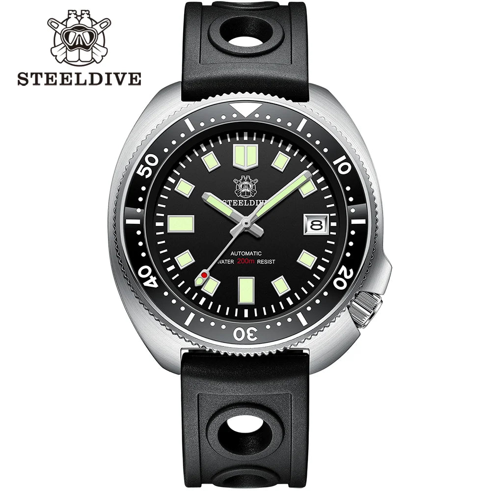 SD1970 New Arrival STEELDIVE Brand 20ATM Water Resistant Ceramic Bezel Insert Sapphire Glass NH35 Automatic Watch 6105 Turtle