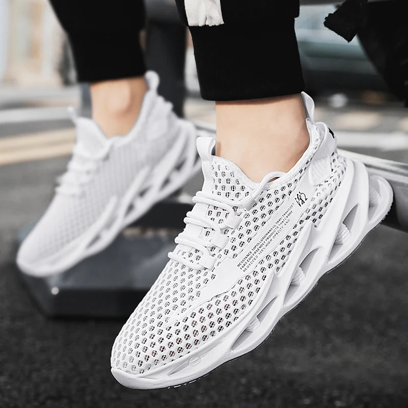 2025 New Summer Sneakers Men Mesh Breathable Running Tennis Shoes Outdoor Sports Tenis Masculino White Casual Walking Shoes Size