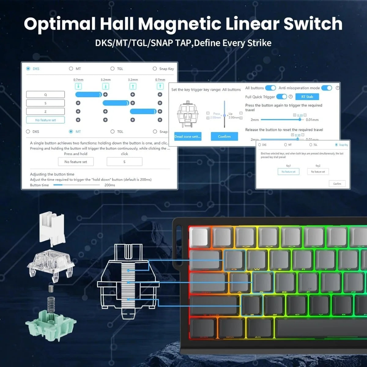 ATTACK SHARK X68 HE 8000Hz Rapid Trigger Keyboard 0.01mm RT Accuracy RGB Wired Gaming Keyboard with Magnetic Switch  for PC/Mac