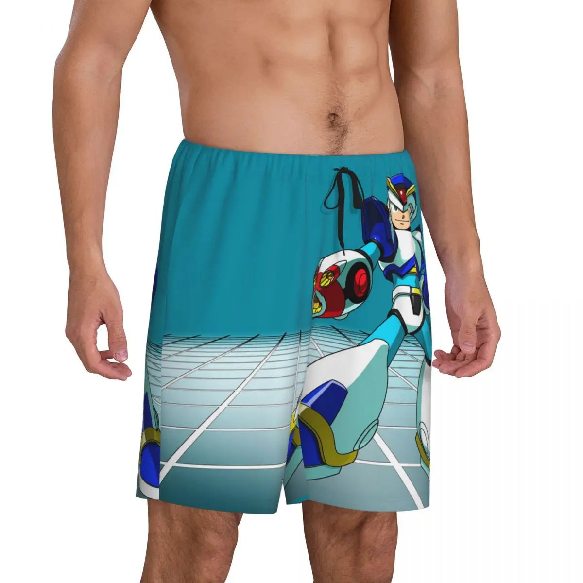 Custom Megaman Video Game Mega Man Short Pajama Pants Men Sleepwear Sleep Lounge Bottom Shorts Sleeping Pants