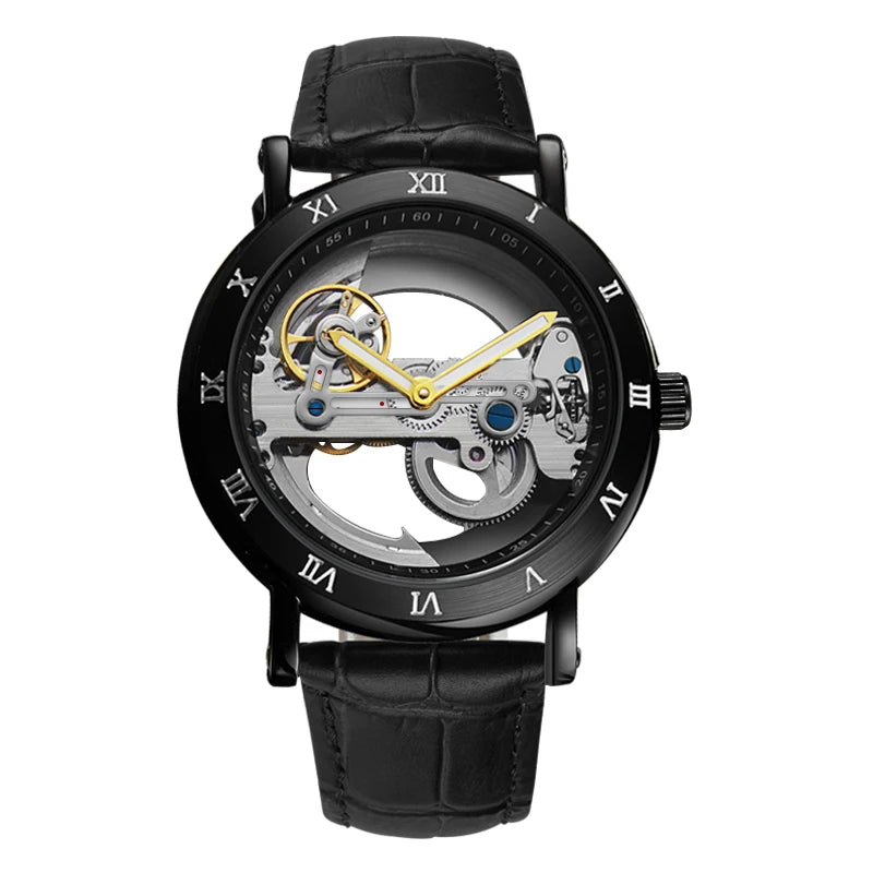 Watch Men Automatic Watch Luxury Watch Man Mechanical Wristwatch Skeleton Design Waterproof Leather Strap Male Watch Reloj Hombr