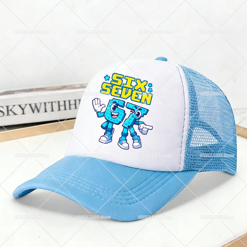Steal A Brainrot Mesh Baseball Caps Cartoon 67 Six Seven Adult Kids Sports Hats Boys Girls Summer Outdoor Sunshade Peaked Caps