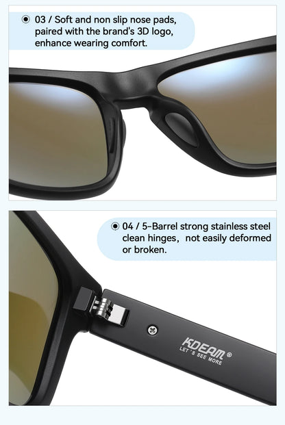 KDEAM XXL Size Men's Polarized Sunglasses Outdoor Sports Goggles Overall Width 155mm Extra Large Sunglass