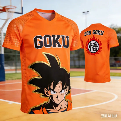 Camiseta informal transpirable para hombre con estampado 3D de Goku de Dragon Ball clásico, verano 2026, anime, unisex para familia y niños, estilo jersey deportivo de fútbol