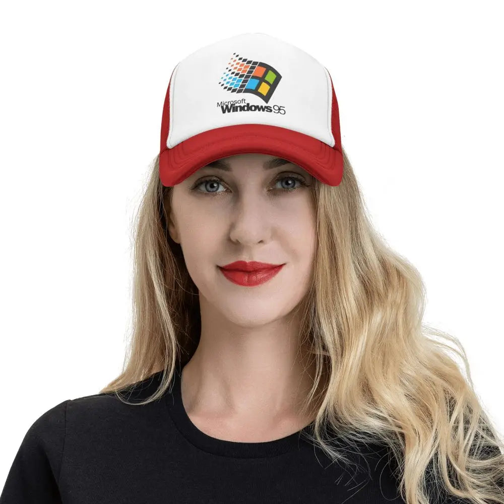 Windows 95 Geeks Nerd Mesh Baseball Caps Unisex Fashion Sun Hat Adjustable Snapback Caps Fishing Hat Wholesale New Trucker Hat