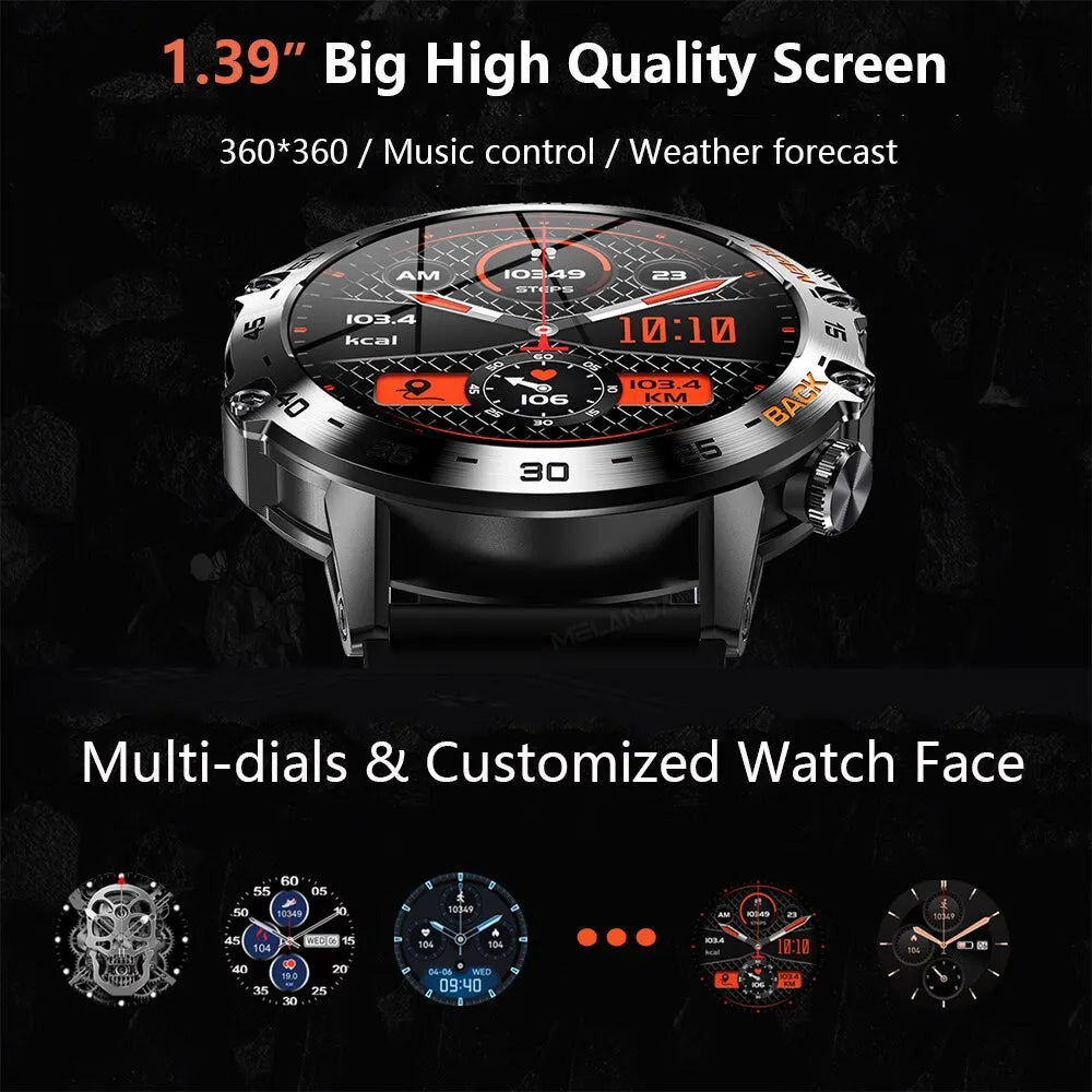 MEVADEN Steel 1.39 inch Men Luxury Smart Watch Bluetooth Call Sport Fitness Tracker Health Monitor Smartwatch for Male MD52