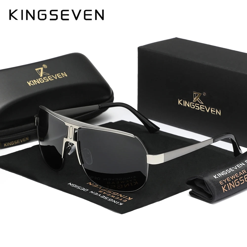 KINGSEVEN Men Women Polarized Alloy Square Oversized Frame Sunglasses Driving Sun Glasses Shades Oculos Masculino Male