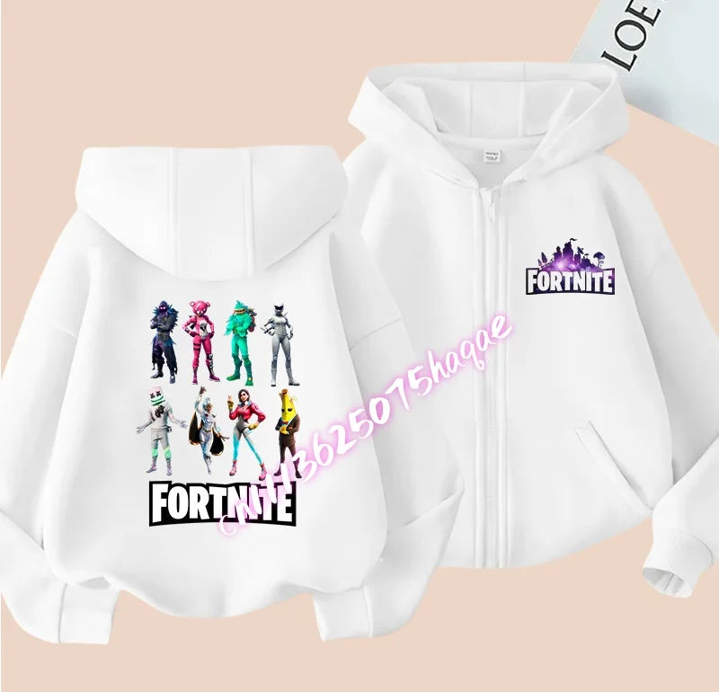 Nowa dziecięca bluza z kapturem Fortnites na zamek, kreskówkowa anime, casualowa i oddychająca kurtka dla chłopców, odzież dziecięca na wiosnę 2026