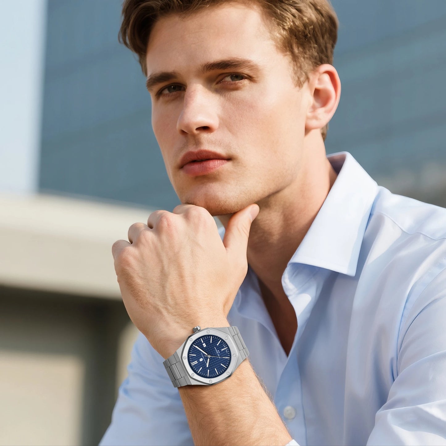 SAPPHERO Men’s Analog Watch Stainless Steel Japan Quartz Movement Date Display 50m Waterproof Classic Business Casual Wristwatch