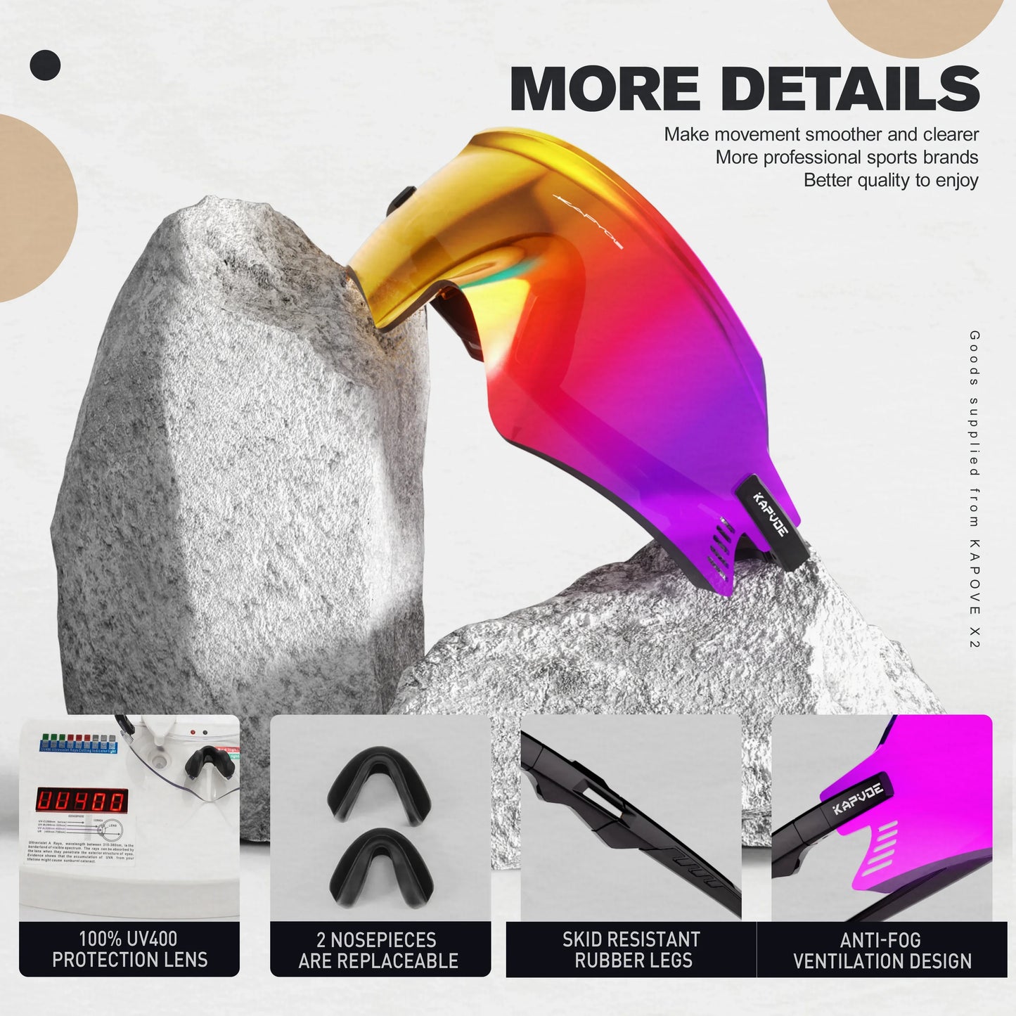 KAPVOE Outdoor Photochromic Cycling Sunglasses Men Road Driving Bike Glasses Sports Hiking Women Bicycle Cycling UV400 Goggles