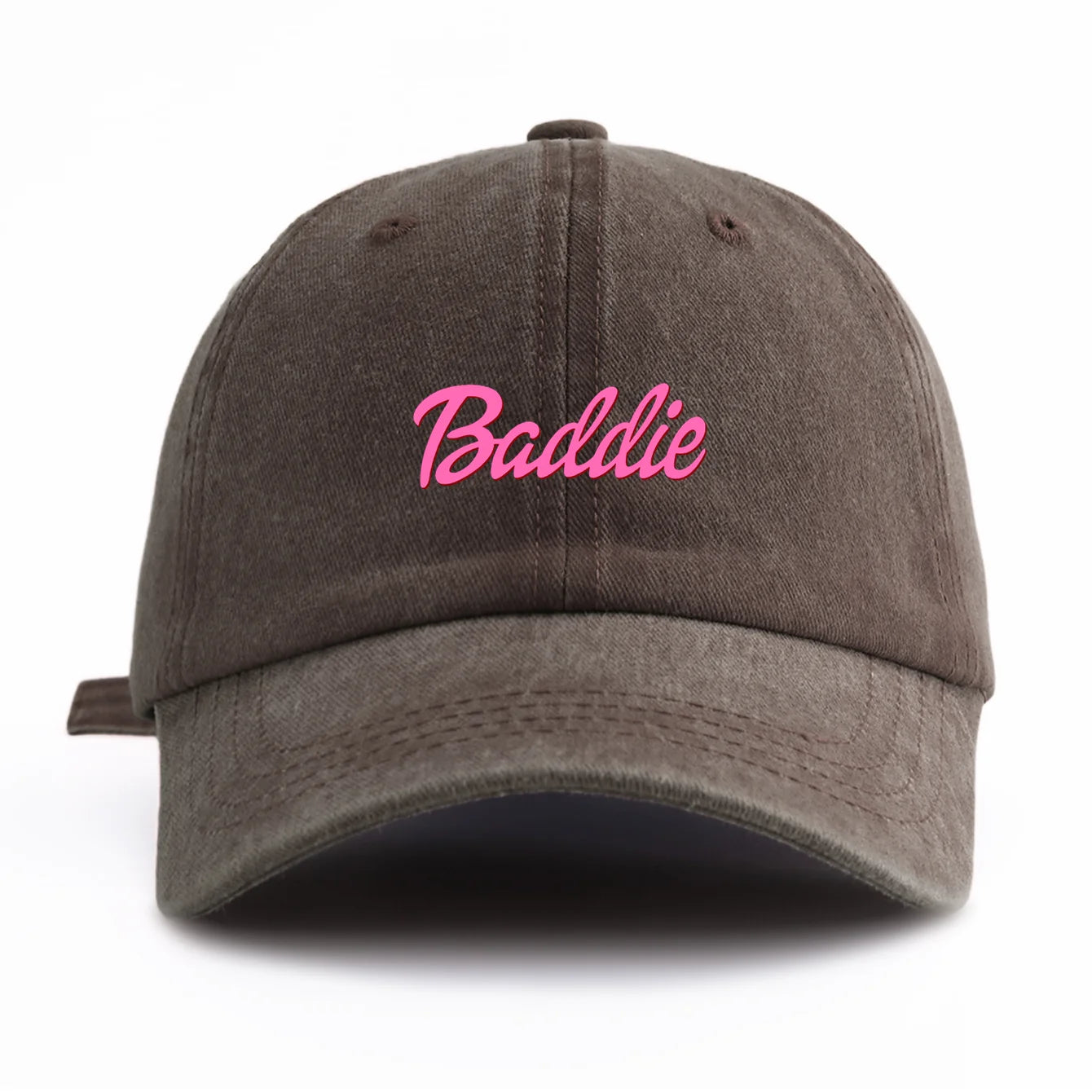 1pc Baddie Print Washed Baseball Cap for Adults,  Minimalist Retro Style Casual Soft Adjustable Dad Hat, Perfect As Gift